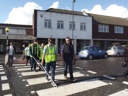 World Sight Day Oct 2014 Road crossing No.2 Lion Steve leading 020